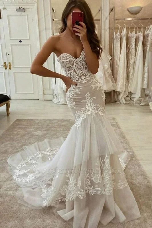 Stylish plus-size clothing for women Elegant Sweetheart Tulle Lace Mermaid Wedding Dress Two-layer Trailing prom dress cg23534 Stylish plus-size clothing for women Elegant Sweetheart Tulle Lace Mermaid Wedding Dress Two-layer Trailing prom dress cg23534