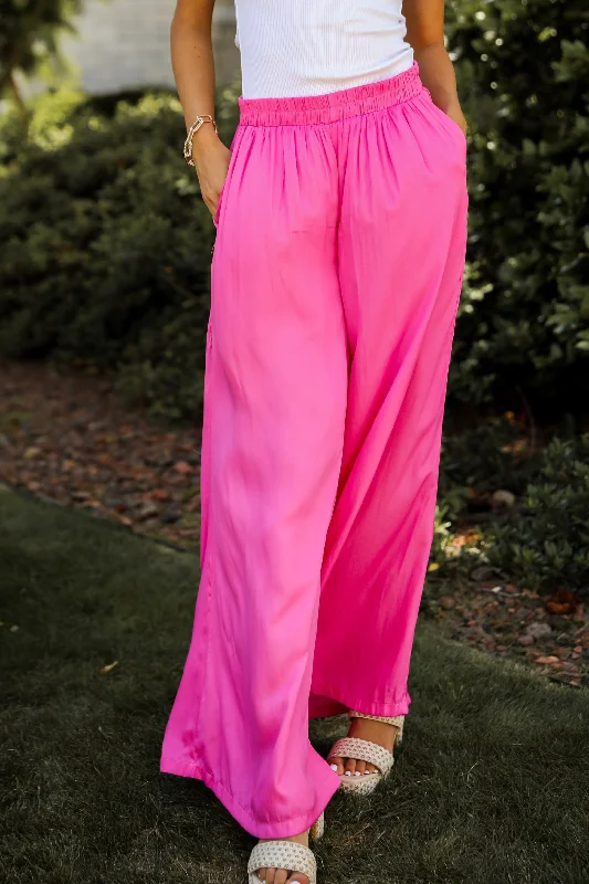 Modern fashion pieces designed for all women FINAL SALE - Exquisite Approach Pink Satin Wide Leg Pants Modern fashion pieces designed for all women FINAL SALE - Exquisite Approach Pink Satin Wide Leg Pants