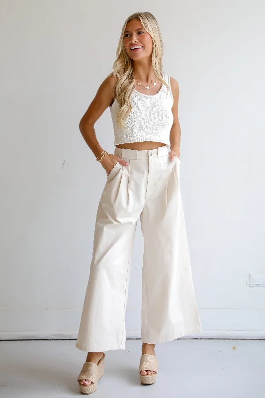 Chic for every occasion and style FINAL SALE - Girl Boss Cream Wide Leg Trouser Pants Chic for every occasion and style FINAL SALE - Girl Boss Cream Wide Leg Trouser Pants