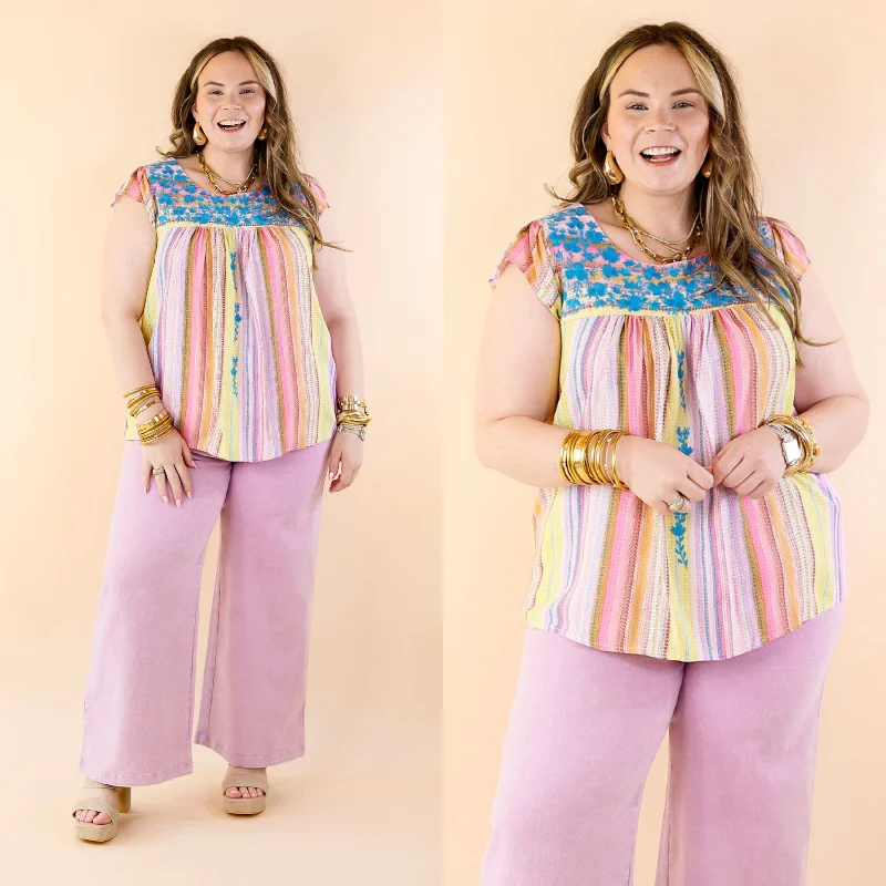 Women’s clothing that combines comfort and style Grab My Hand Serape Ruffle Cap Sleeve Top with Floral Embroidery in Pink Mix Women’s clothing that combines comfort and style Grab My Hand Serape Ruffle Cap Sleeve Top with Floral Embroidery in Pink Mix