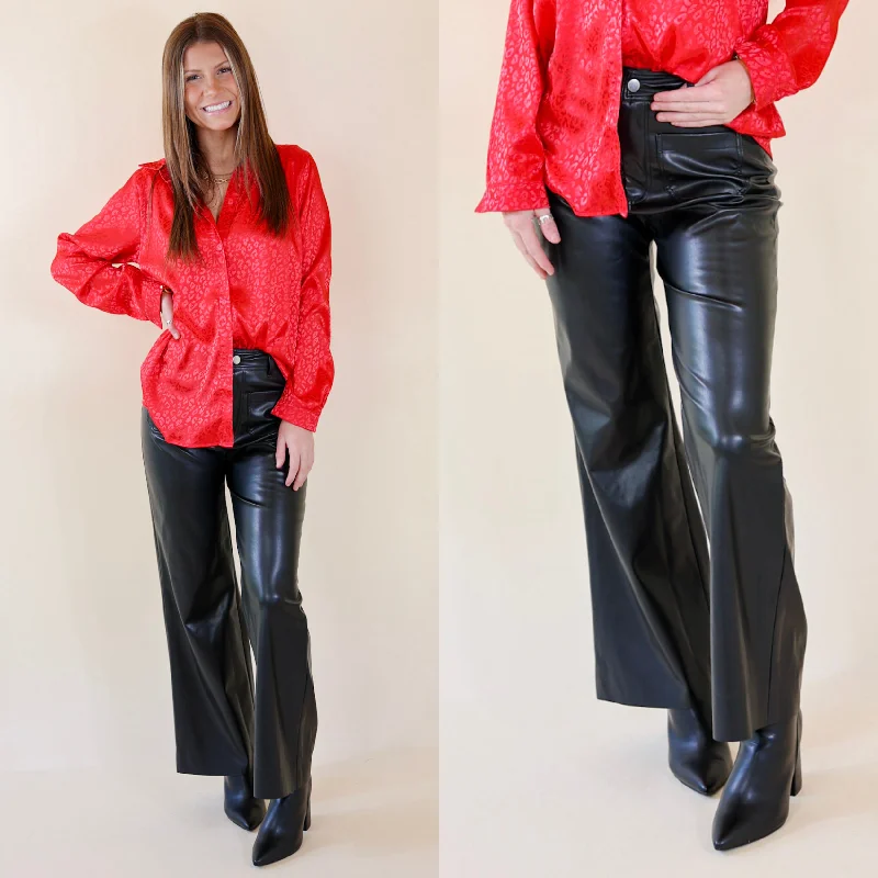 Chic and comfortable clothing for busy women   Out Late Faux Leather Trouser Pants in Black