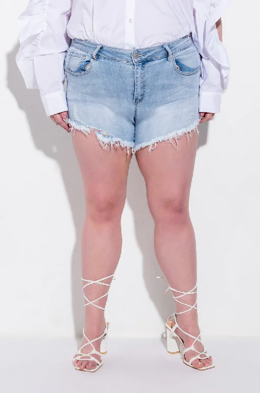 Fashionable clothing that fits every occasion PLUS FLEX-FIT HIGH WAISTED SUPER STRETCHY DENIM SHORTS Fashionable clothing that fits every occasion PLUS FLEX-FIT HIGH WAISTED SUPER STRETCHY DENIM SHORTS