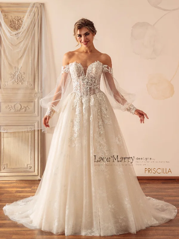 Fashionable, yet affordable women’s apparel PRISCILLA / Breathtaking Wedding Dress With Puff Long Sleeves Fashionable, yet affordable women’s apparel PRISCILLA / Breathtaking Wedding Dress With Puff Long Sleeves