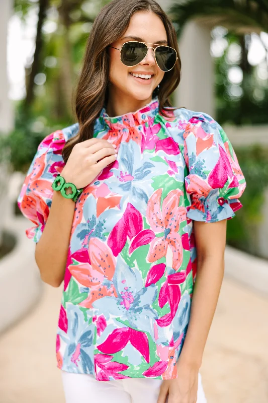 Casual outfits that elevate your style   Say You Love Me Blue Floral Blouse