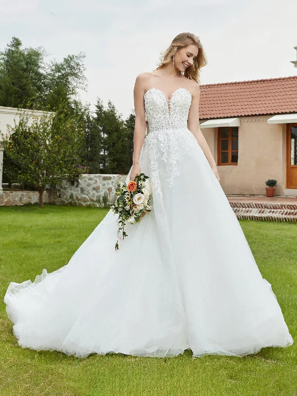 Women’s clothing to inspire confidence and beauty Strapless Plunging V-Neck Lace Bodice Bridal Gown-Ivory Women’s clothing to inspire confidence and beauty Strapless Plunging V-Neck Lace Bodice Bridal Gown-Ivory