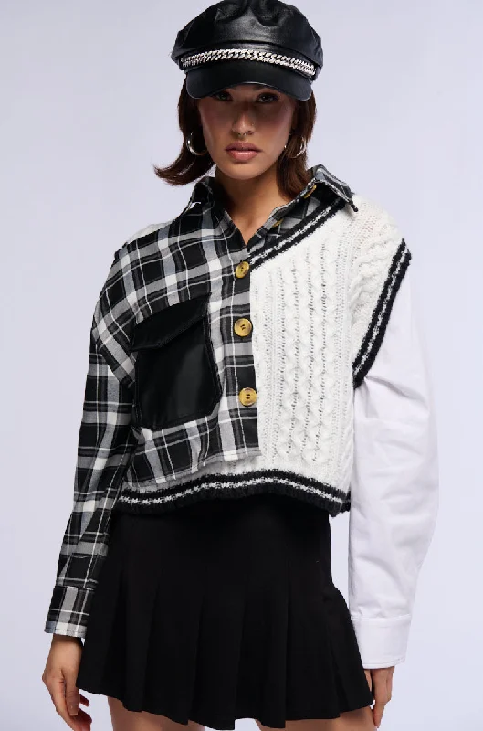 Timeless women’s fashion for any occasion SWEATER WEATHER BUTTONED PATCHWORK PLAID TOP Timeless women’s fashion for any occasion SWEATER WEATHER BUTTONED PATCHWORK PLAID TOP