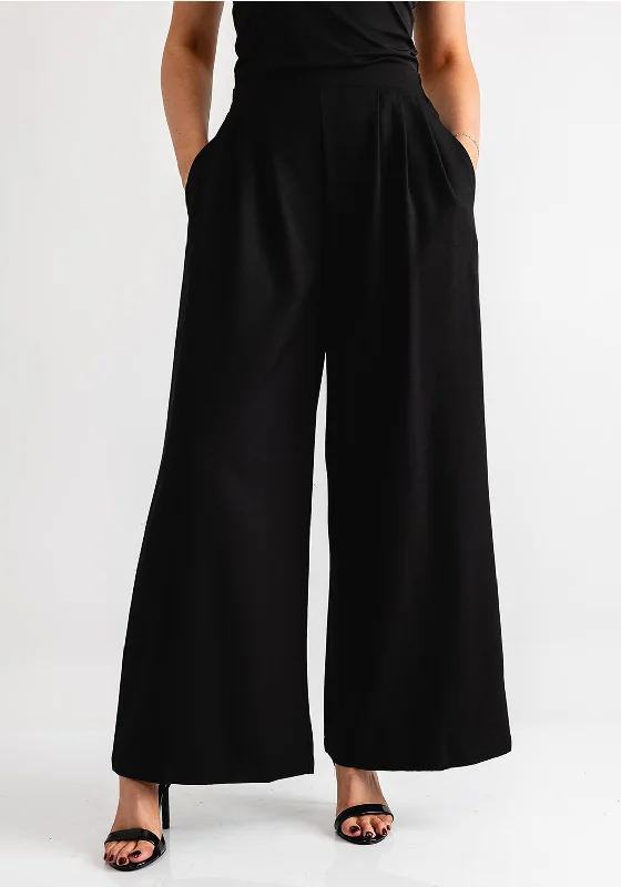 Comfortable yet fashionable women’s wear Serafina Collection Elasticated Wide Leg Trousers, Black Comfortable yet fashionable women’s wear Serafina Collection Elasticated Wide Leg Trousers, Black