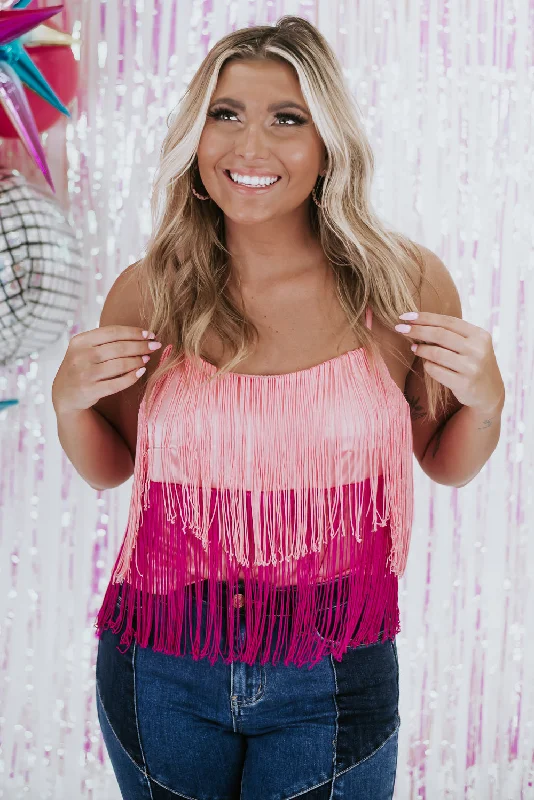 Everyday essentials for a stylish wardrobe   For The Love Of Fringe Tank, Pink Multi