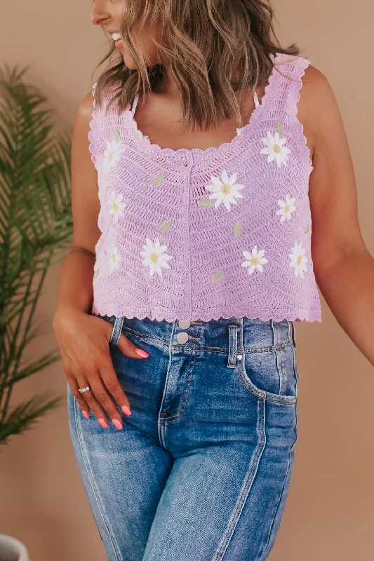 Refresh your closet with chic and comfy styles   Daisy Girl Crochet Tank, Lavender