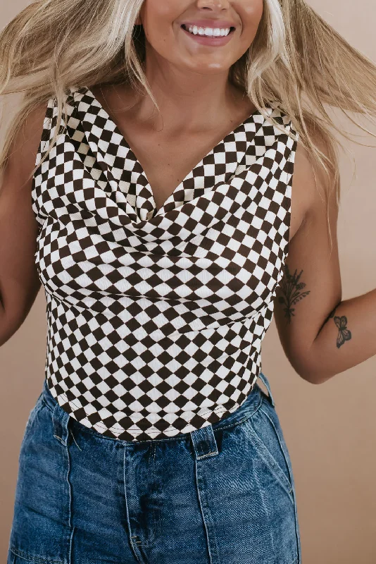 Women’s clothing that fits your personality and style Checking Out Checkered Crop, Chocolate Women’s clothing that fits your personality and style Checking Out Checkered Crop, Chocolate