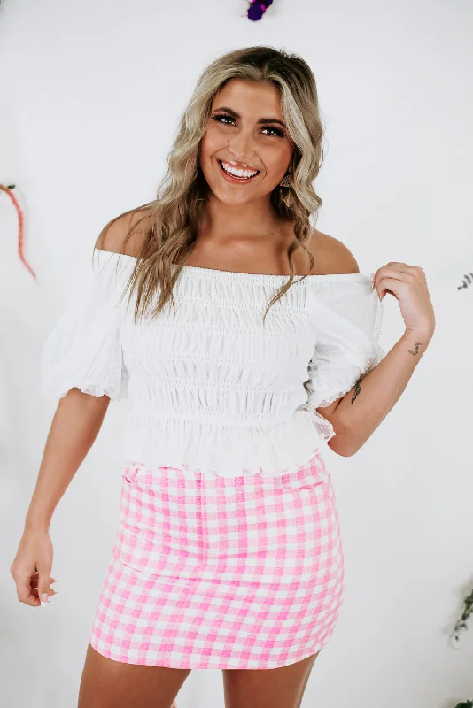 Trendsetting women’s clothing for fashion lovers Here To Please Puff Sleeve Crop, White Trendsetting women’s clothing for fashion lovers Here To Please Puff Sleeve Crop, White