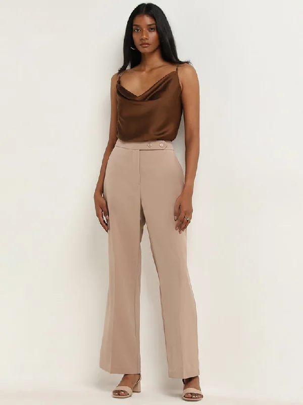 Versatile fashion options for every occasion   Wardrobe Dark Beige High-Rise Trousers