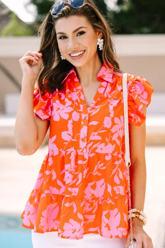 Fashion-forward styles that make a statement   Worth Your While Orange Floral Top