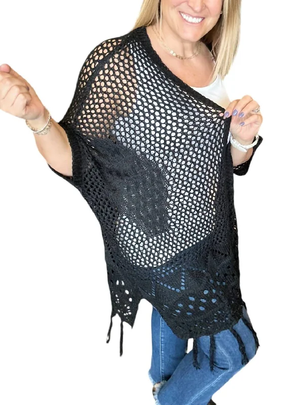 Women’s clothing to inspire confidence and beauty Amanda - Crocheted Cardigan In Black Women’s clothing to inspire confidence and beauty Amanda - Crocheted Cardigan In Black