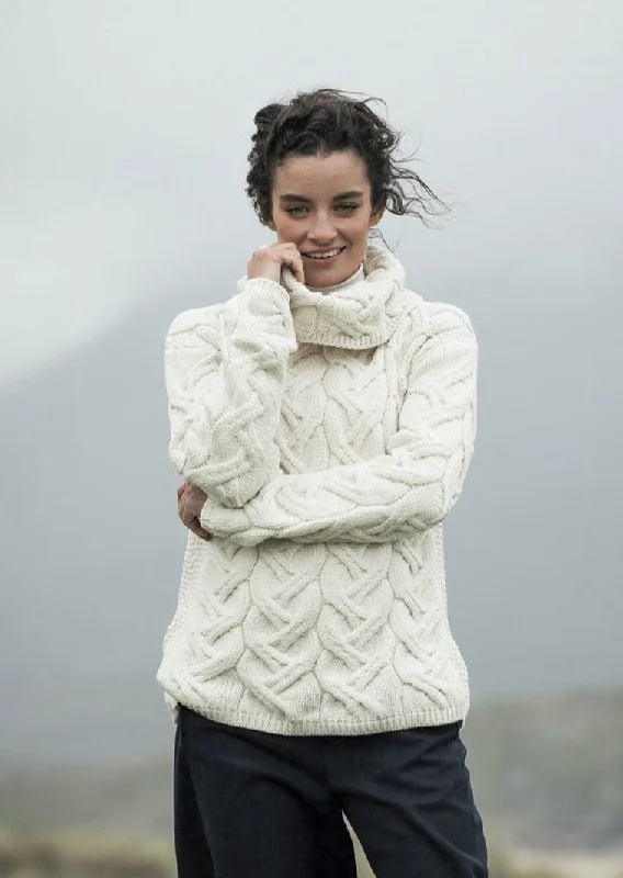 Fashion-forward styles that make a statement Aran Cowl Neck Chunky Sweater | Natural Fashion-forward styles that make a statement Aran Cowl Neck Chunky Sweater | Natural