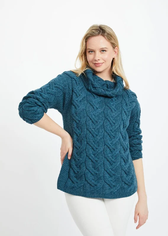 Elevate your look with premium women’s wear Aran Cowl Neck Chunky Sweater | Irish Sea Elevate your look with premium women’s wear Aran Cowl Neck Chunky Sweater | Irish Sea