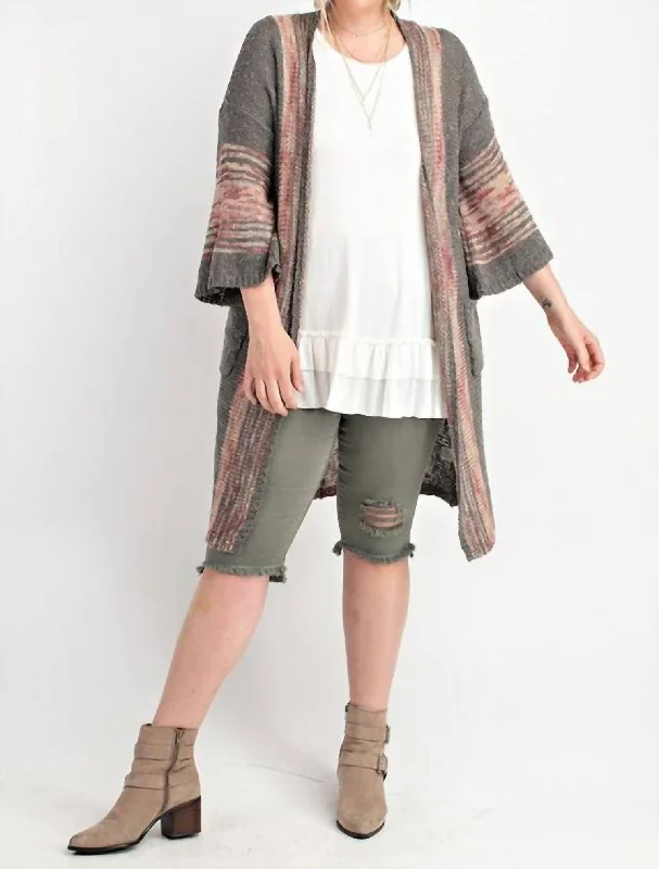 Bold and sophisticated looks for every woman Bohemian Plus Cardigan Sweater In Ash And Mauve Bold and sophisticated looks for every woman Bohemian Plus Cardigan Sweater In Ash And Mauve