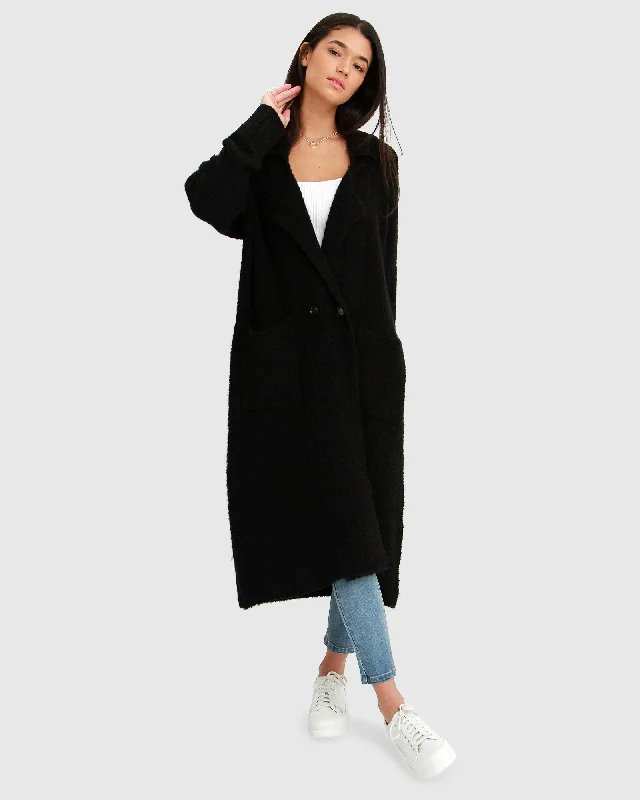 Women’s clothing that fits your personality and style   Born To Run Sustainable Sweater Coat - Black