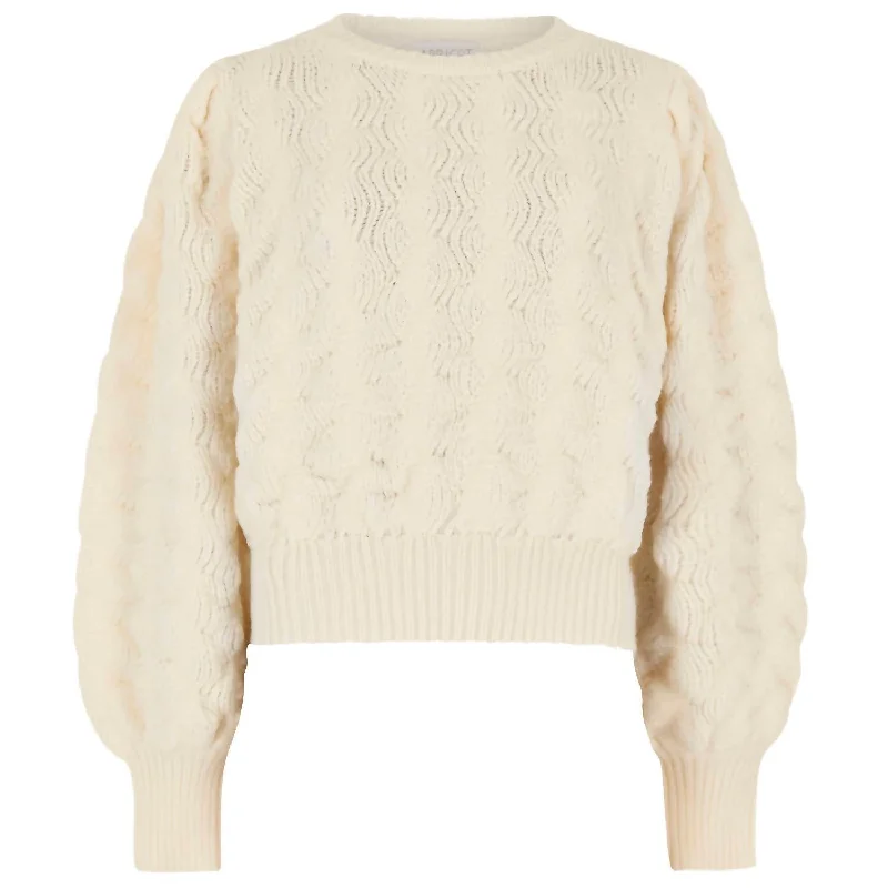Fashionable clothing that fits every occasion   Bubble Pleat Sleeve Jumper In Cream