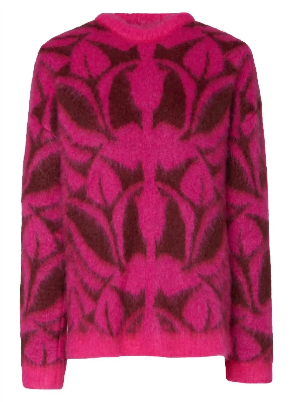 Chic, modern fashion for empowered women Camden Jumper In Fuchsia & Bordeaux In Brushed Wool Chic, modern fashion for empowered women Camden Jumper In Fuchsia & Bordeaux In Brushed Wool