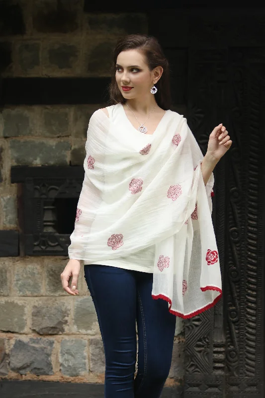 Stylish women’s clothing designed for comfort Chikan Roses in Claret Cotton and Silk Shawl in Champagne and Claret from India Stylish women’s clothing designed for comfort Chikan Roses in Claret Cotton and Silk Shawl in Champagne and Claret from India