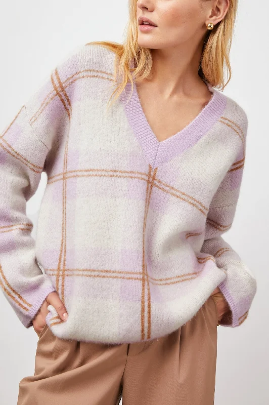 Elegant casual clothing for modern women   COLLEEN SWEATER - LILAC PLAID