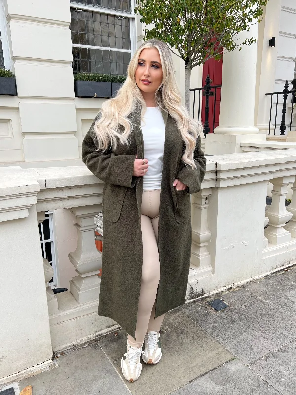 Latest fashion trends for modern women   Curve Khaki Long Wool Effect Cardigan