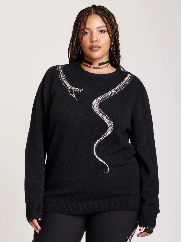 Bold and beautiful clothing for every woman   Embroidered Snake Sweater