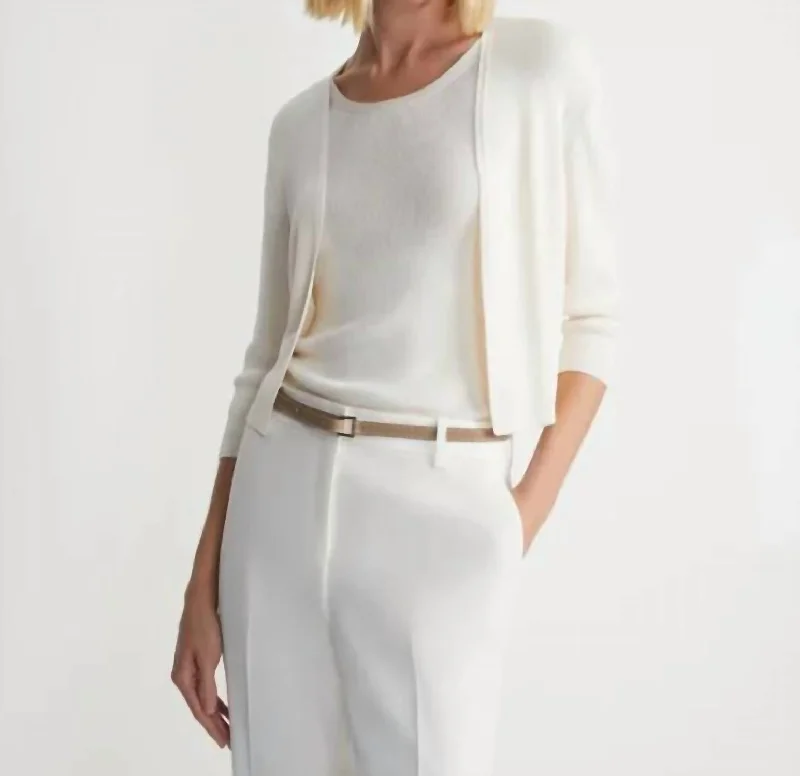 Step up your style with trendy women’s clothing Finespun Voile Open-Front Cropped Cardigan In Cloud Step up your style with trendy women’s clothing Finespun Voile Open-Front Cropped Cardigan In Cloud