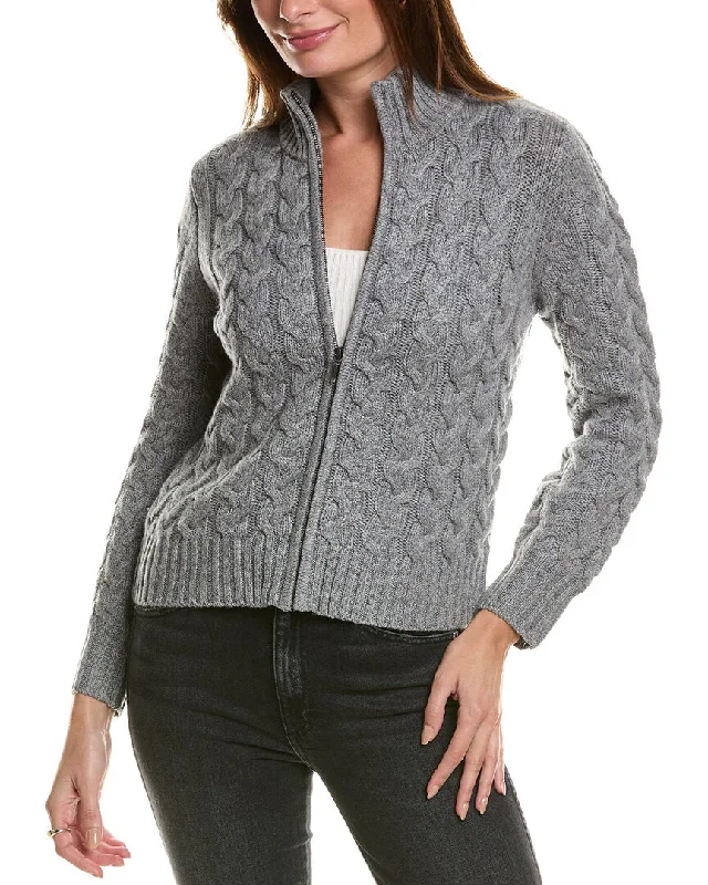 Versatile fashion for every type of woman Forte Cashmere Cable Zip Mock Wool & Cashmere-Blend Cardigan Versatile fashion for every type of woman Forte Cashmere Cable Zip Mock Wool & Cashmere-Blend Cardigan