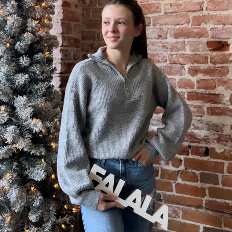 Chic for every occasion and style   Give Me More Mock Neck Sweater Heather Grey