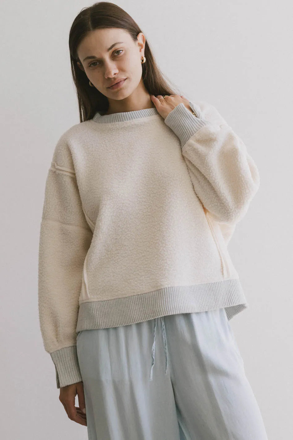 Feminine fashion to express your unique style   Gracyn Sherpa Crewneck