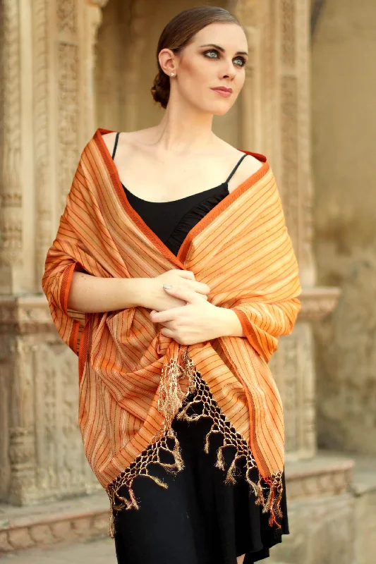 Women’s clothing to inspire confidence and beauty India Sunset Cotton and silk shawl Women’s clothing to inspire confidence and beauty India Sunset Cotton and silk shawl