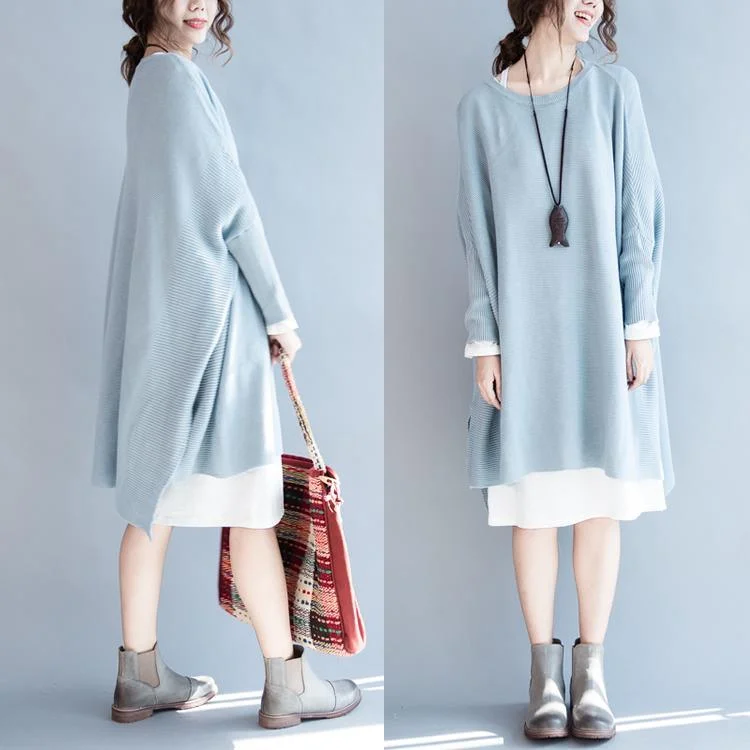 Chic and comfortable clothing for busy women Light blue linen baggy sweater dresses cotton knit sweaters Chic and comfortable clothing for busy women Light blue linen baggy sweater dresses cotton knit sweaters