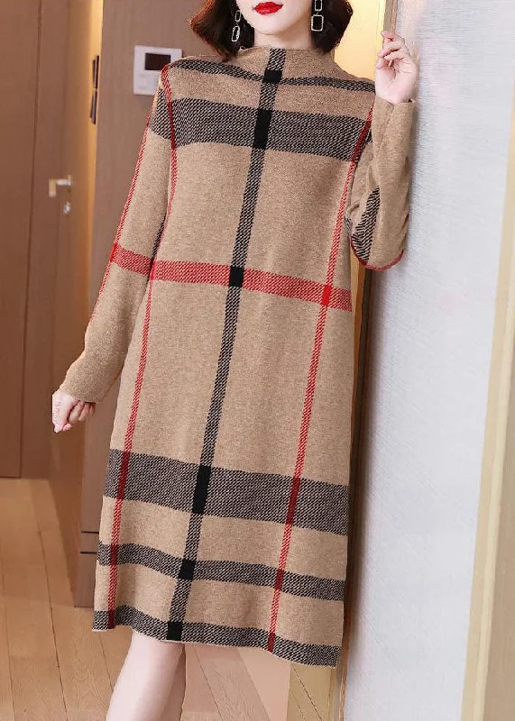 Comfortable yet fashionable women’s wear Light Camel Print Knit Sweater Dress High Neck Winter Comfortable yet fashionable women’s wear Light Camel Print Knit Sweater Dress High Neck Winter