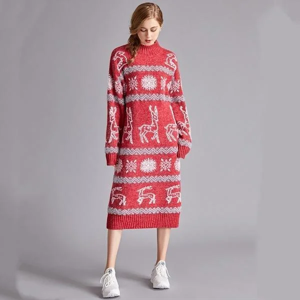 Discover the latest trends in women’s fashion long sleeve plus size wool knitted Christmas women casual midi autumn winter Sweater dress Discover the latest trends in women’s fashion long sleeve plus size wool knitted Christmas women casual midi autumn winter Sweater dress
