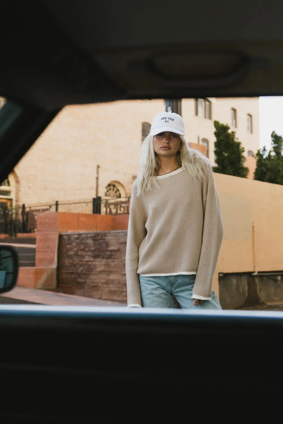 Versatile fashion for every type of woman   Mandy Contrast Sweater in Tan