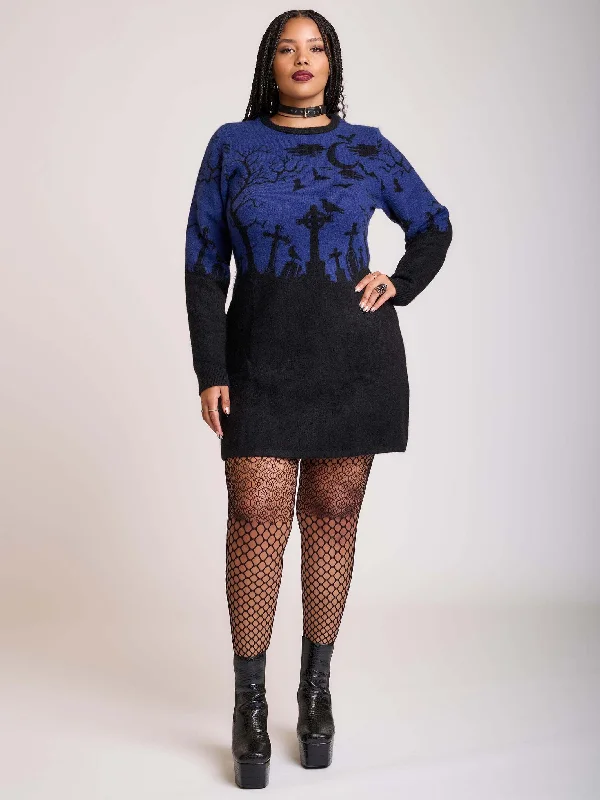 Casual outfits that elevate your style   Midnight Cemetery Sweater Dress