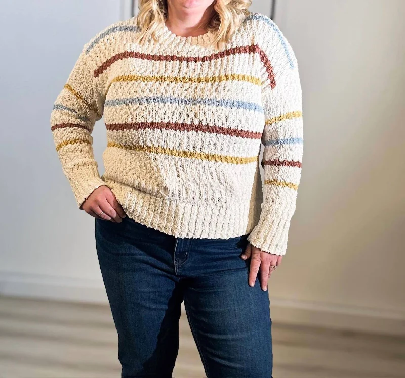 Versatile fashion options for every occasion Multicolor Striped Sweater In Cream Multi Versatile fashion options for every occasion Multicolor Striped Sweater In Cream Multi