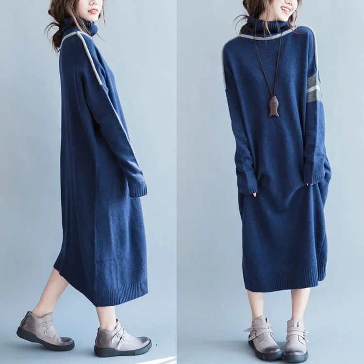 Curated collections of sophisticated women’s wear Navy Turtle Neck Long Knit Sweaters Dress Women's Oversized Winter Knitted Maxi Dress Curated collections of sophisticated women’s wear Navy Turtle Neck Long Knit Sweaters Dress Women's Oversized Winter Knitted Maxi Dress