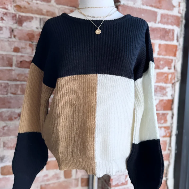 Timeless women’s fashion for any occasion   Never Pretend Color Block Sweater