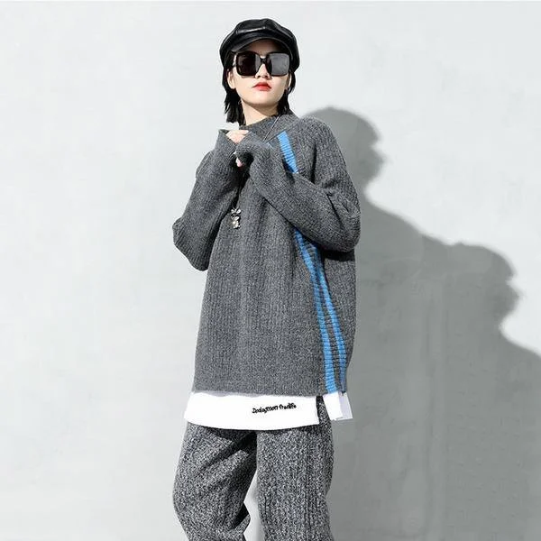 Latest fashion trends for modern women New Knitting Sweater Fashion Irregular Contrast Color Turtleneck Collar Loose Pullover Women Casual Sweater Latest fashion trends for modern women New Knitting Sweater Fashion Irregular Contrast Color Turtleneck Collar Loose Pullover Women Casual Sweater