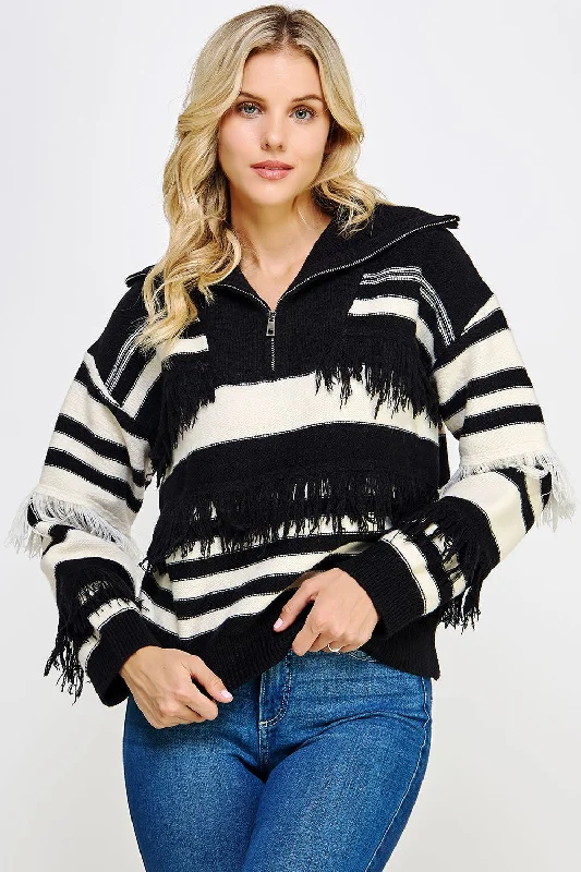 Bold fashion choices for the confident woman   One Wish Fringe Black Sweater