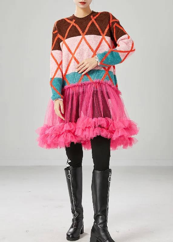 Bold and sophisticated looks for every woman Organic Colorblock Thick Tulle Patchwork Knit Sweater Dress Fall Bold and sophisticated looks for every woman Organic Colorblock Thick Tulle Patchwork Knit Sweater Dress Fall