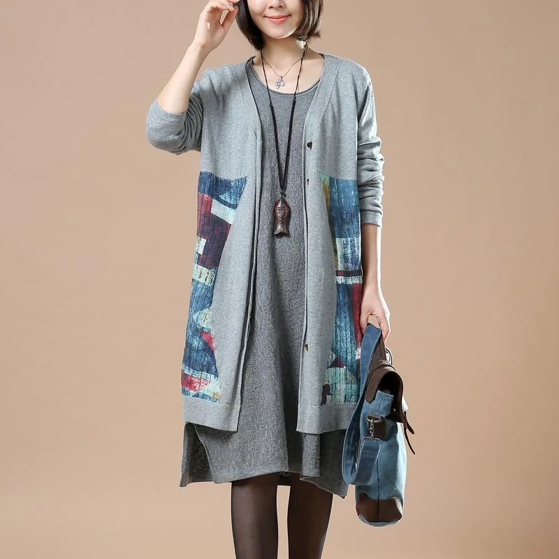 Fashionable clothing that fits every occasion Original gray floral knit jackets sweater coats Fashionable clothing that fits every occasion Original gray floral knit jackets sweater coats