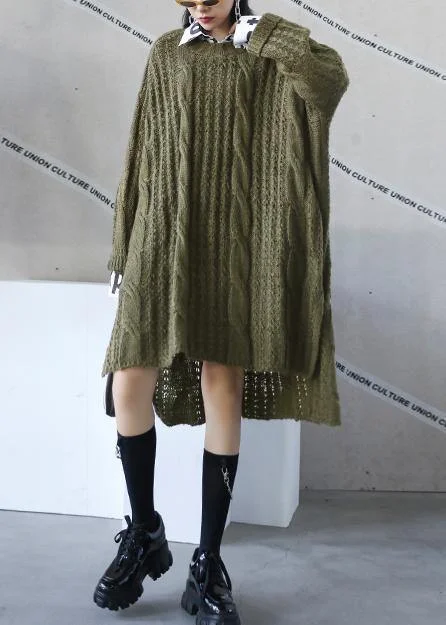 Effortlessly stylish outfits for the modern woman Oversized green Sweater dress Street Style o neck low high design Art knit dresses Effortlessly stylish outfits for the modern woman Oversized green Sweater dress Street Style o neck low high design Art knit dresses