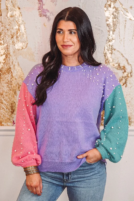 Chic and comfortable clothing for busy women Pearl Trends Lavender Colorblock Sweater Chic and comfortable clothing for busy women Pearl Trends Lavender Colorblock Sweater