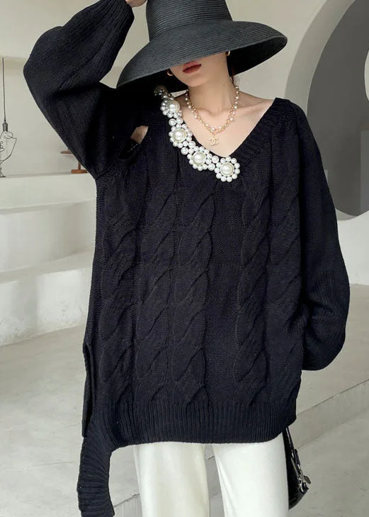 Stylish and comfortable outfits for women Plus Size Black cozy Knit Short Sweater V Neck Winter Stylish and comfortable outfits for women Plus Size Black cozy Knit Short Sweater V Neck Winter