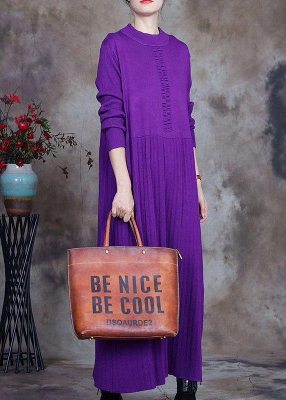 Create a timeless wardrobe with fashionable pieces Plus Size Purple O-Neck Knit Sweater Dress Winter Create a timeless wardrobe with fashionable pieces Plus Size Purple O-Neck Knit Sweater Dress Winter