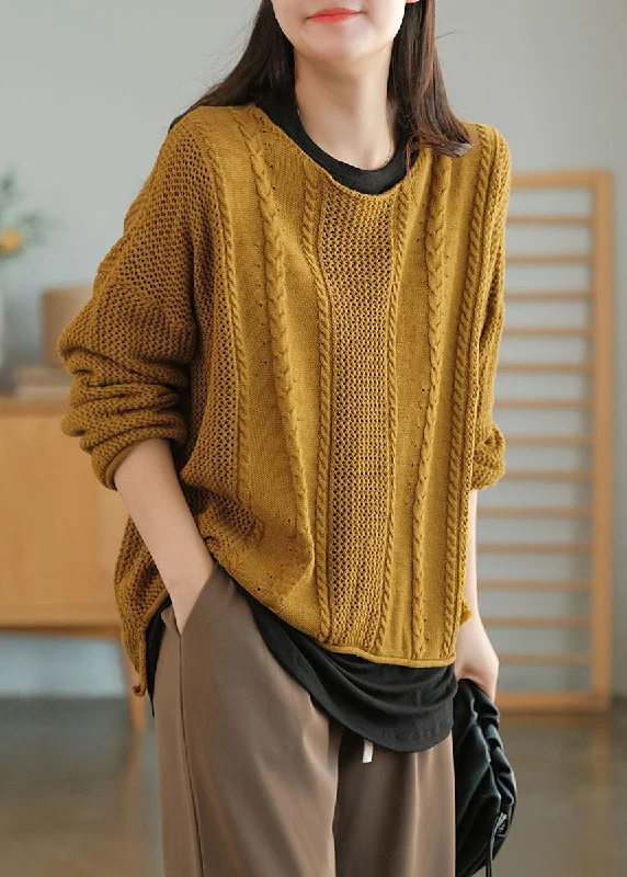 Clothing that’s as bold as you are Plus Size Yellow O-Neck Hollow Out Knit Sweaters Fall Clothing that’s as bold as you are Plus Size Yellow O-Neck Hollow Out Knit Sweaters Fall
